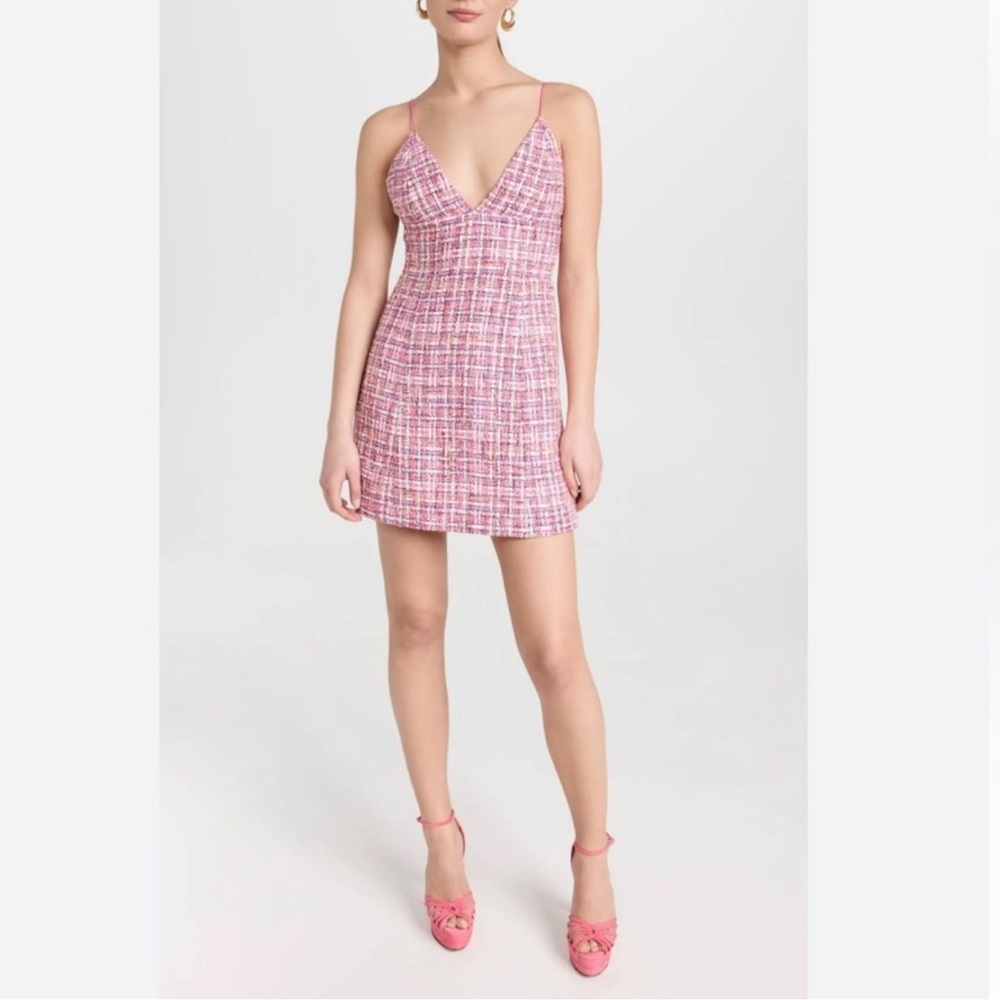 Alice + Olivia Carli Tweed Mini Dress Candy White NWT Size 14